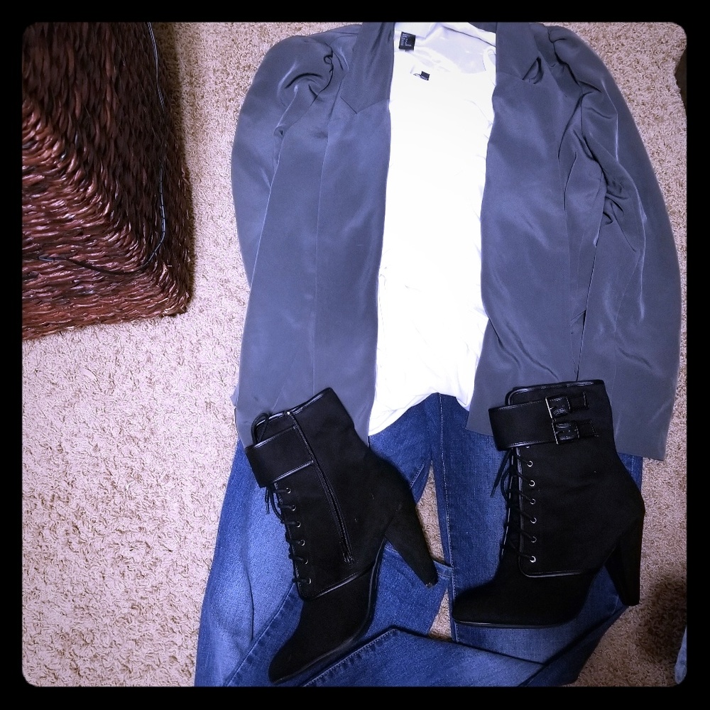 Black suede ankle boots